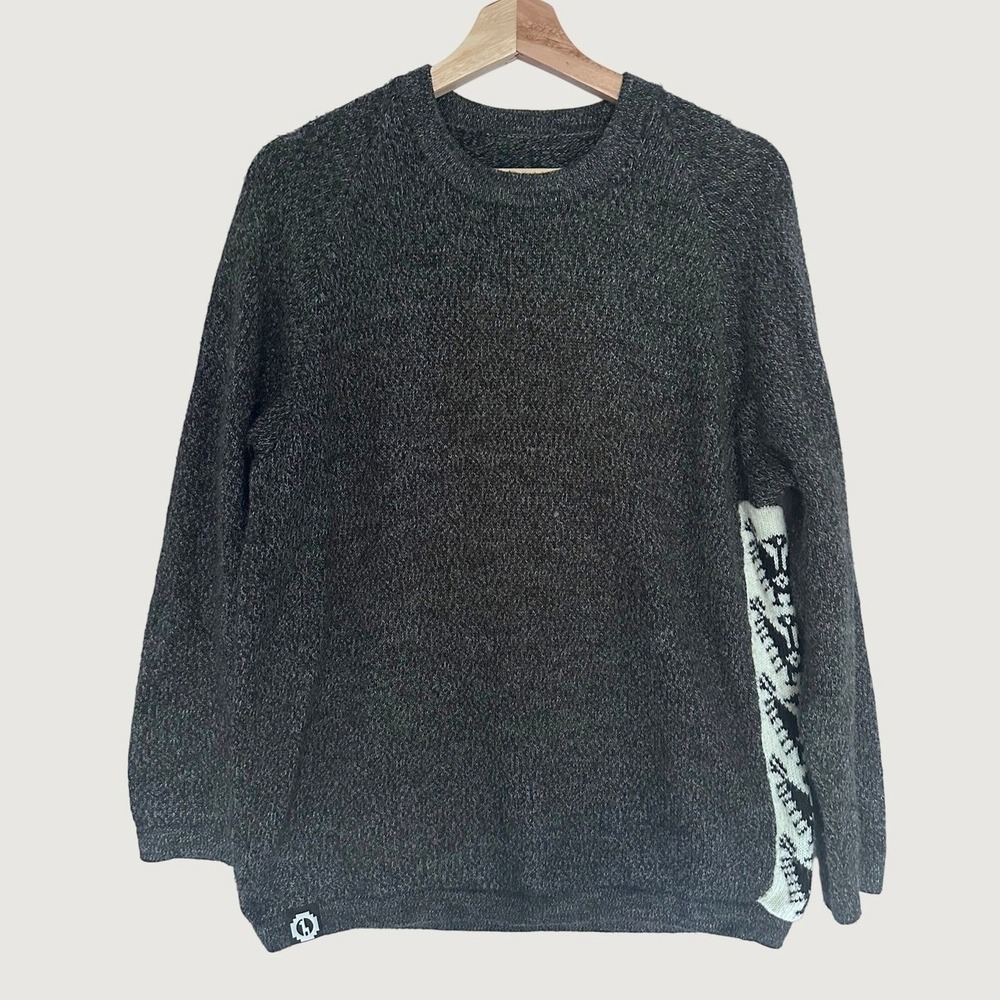 Paka Alpaca Blend Sweater Men Large Side Tribal Bird Panel Knit Costa Gorpcore